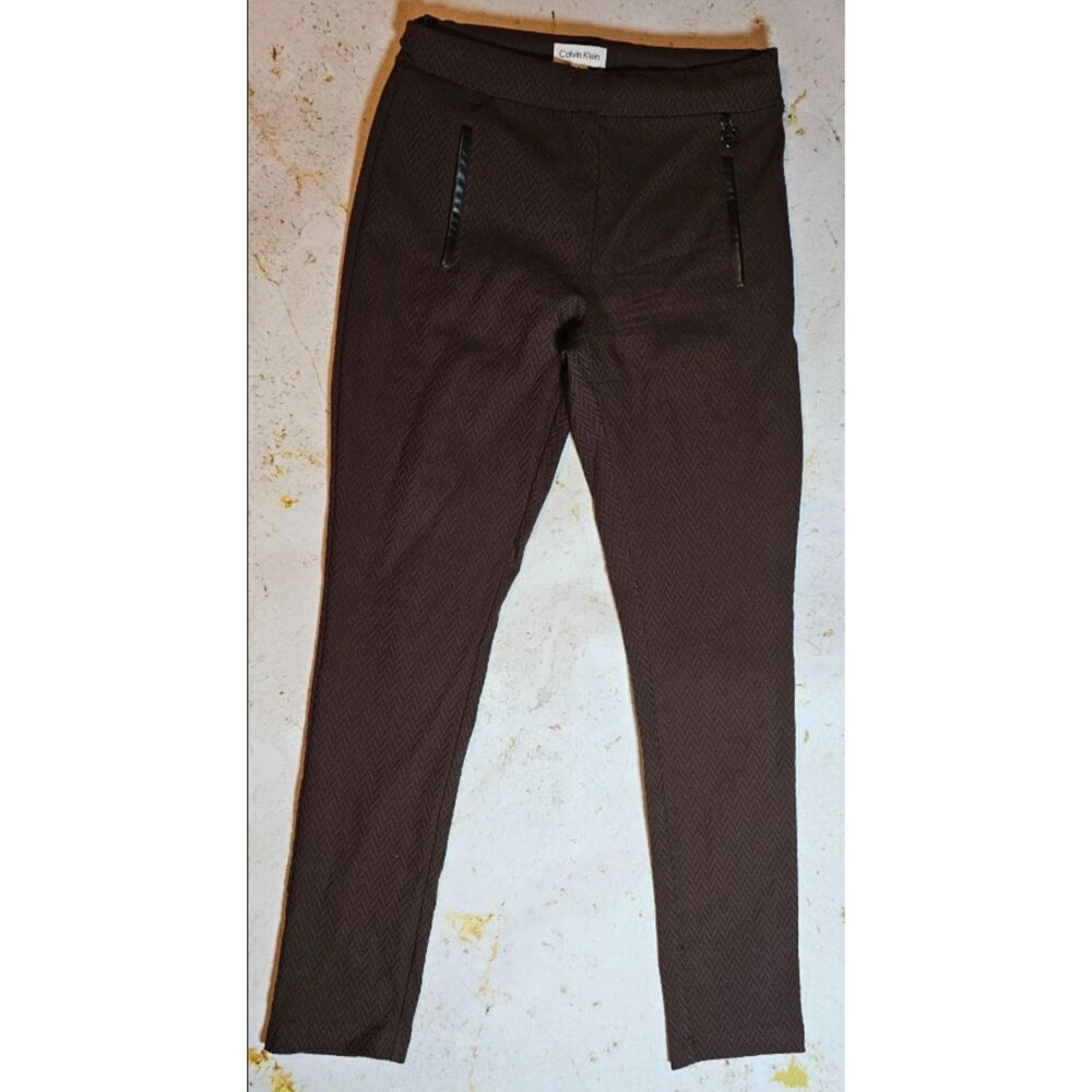 Calvin Klein Women’s Slim Fit Ankle Pants Black Textured Size 6 EUC 28” Inseam